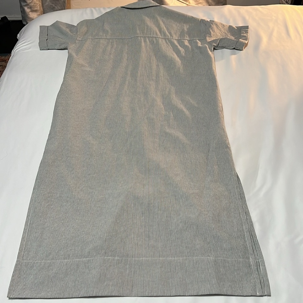 Mod Ref Striped Shirt Dress w/ Pockets & Side Slits - Picture 2 of 6